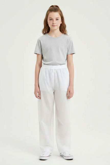 Pantalon De Pluie Blanc Ample Élastique Léger Décontracté - Polyester