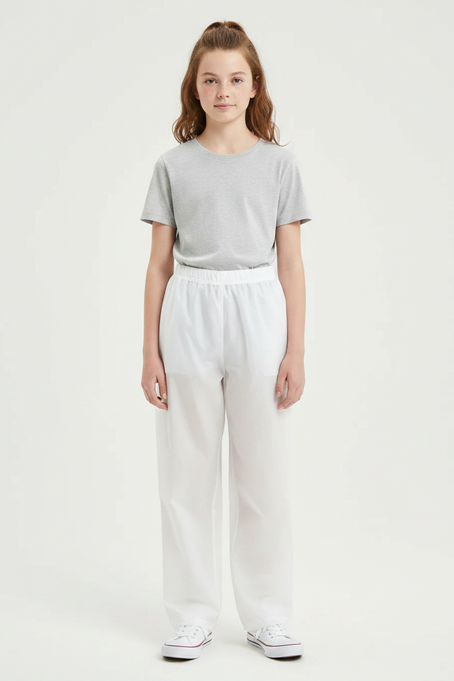 Pantalon De Pluie Blanc Ample Élastique Léger Décontracté - Polyester