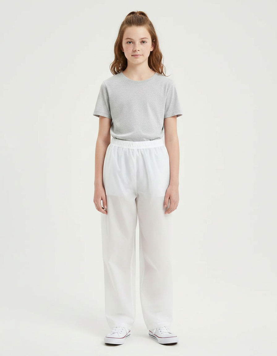 Pantalon De Pluie Blanc Ample Élastique Léger Décontracté - Polyester