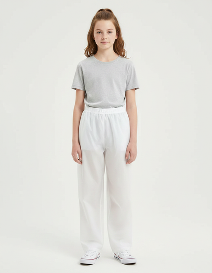 Pantalon De Pluie Blanc Ample Élastique Léger Décontracté - Polyester