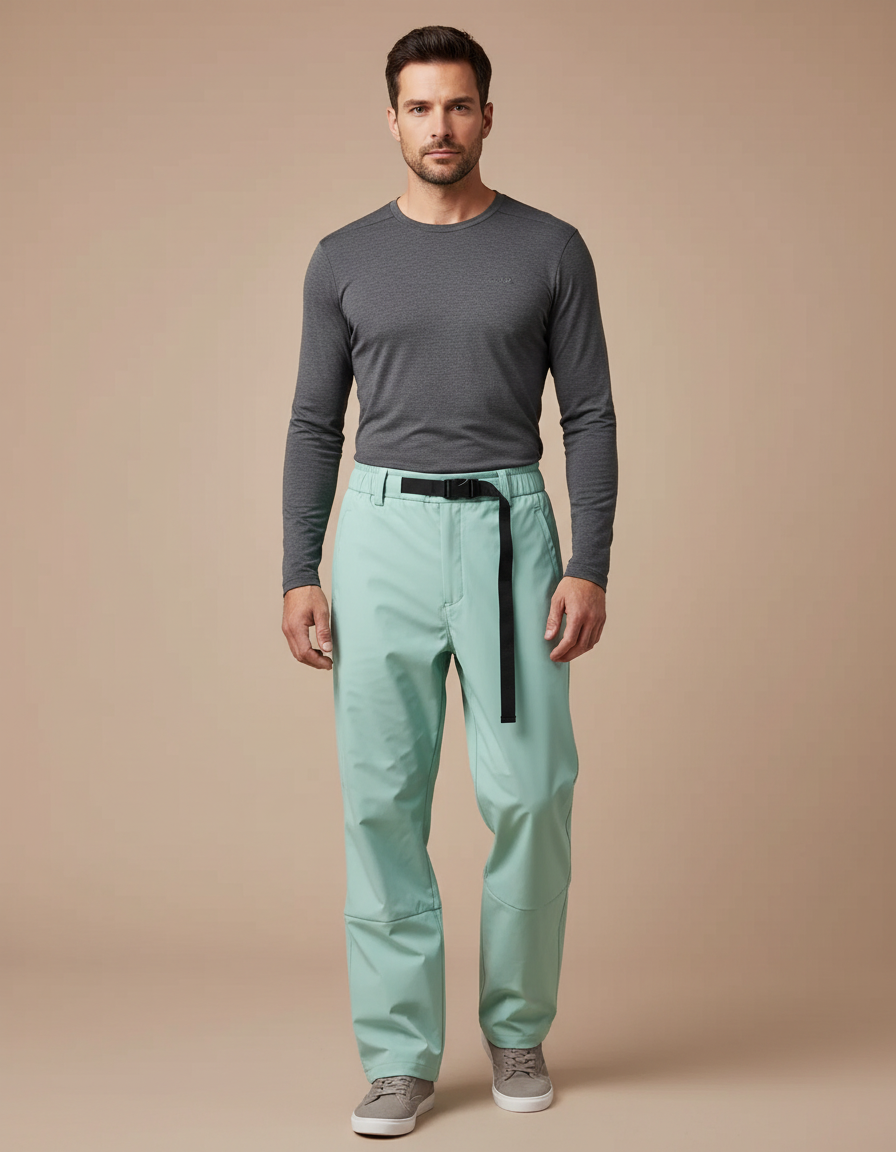 Pantalon De Pluie Vert Menthe Ample Imperméable Homme - Polyester