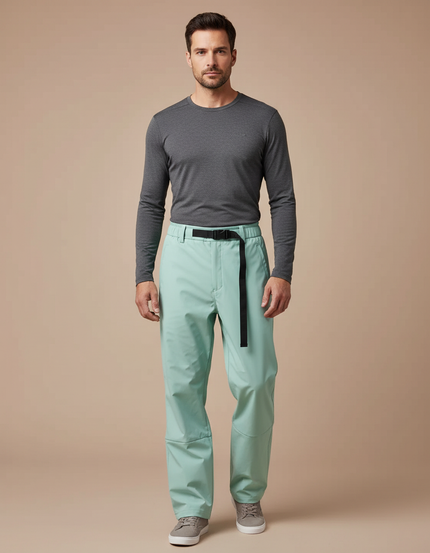 Pantalon De Pluie Vert Menthe Ample Imperméable Homme - Polyester