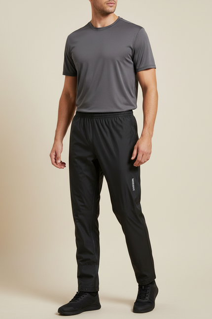 Pantalon De Pluie Noir Coupe Droite Imperméable Homme Sport - Polyester