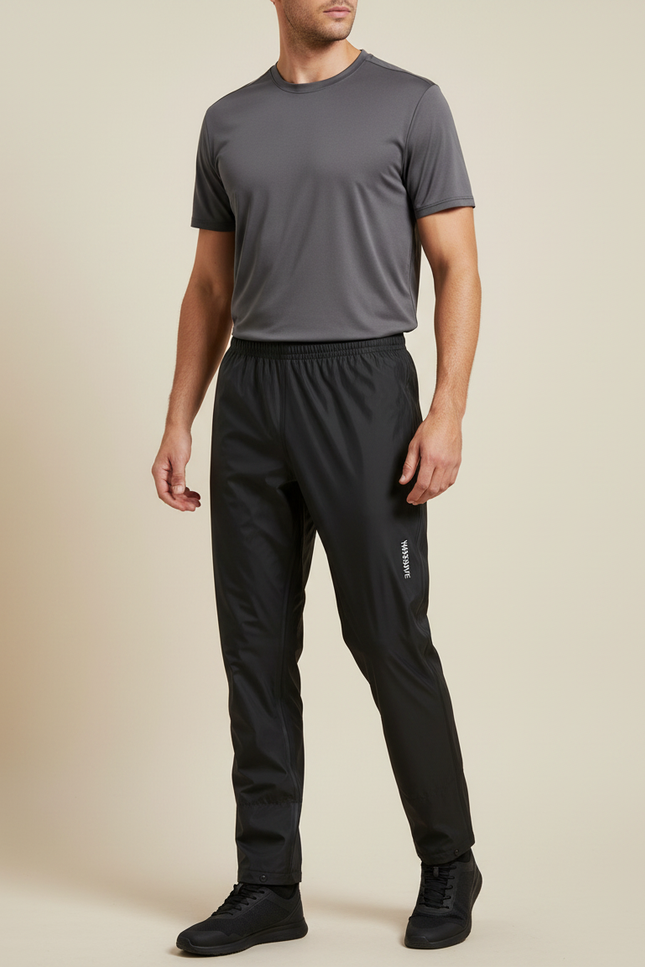 Pantalon De Pluie Noir Coupe Droite Imperméable Homme Sport - Polyester
