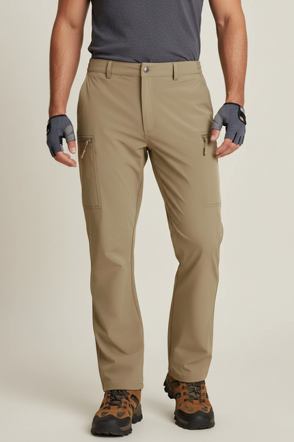 Pantalon De Pluie Beige Cargo Léger Homme Trekking - Polyester