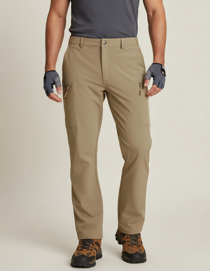 Pantalon De Pluie Beige Cargo Léger Homme Trekking - Polyester