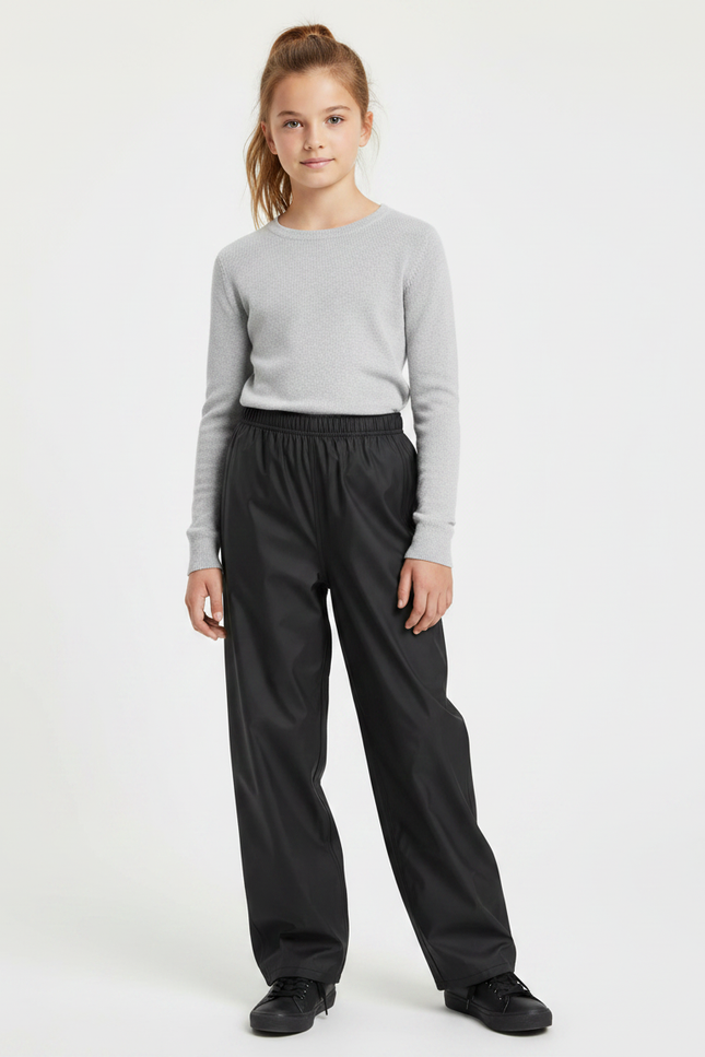 Pantalon De Pluie Noir Imperméable Ample Enfant Élastique - Polyester