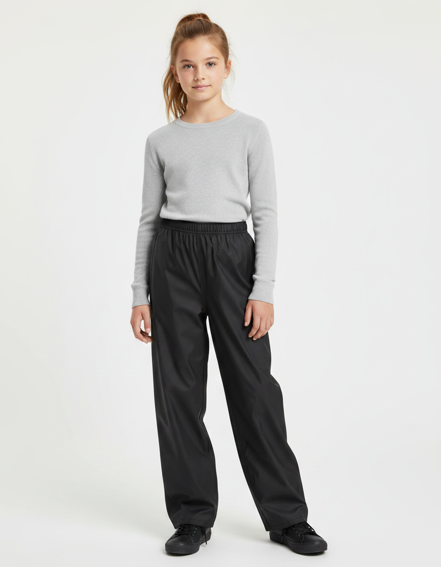 Pantalon De Pluie Noir Imperméable Ample Enfant Élastique - Polyester