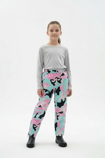 Pantalon De Pluie Camouflage Enfant Imperméable Rose Bleu - Multicolore Polyester