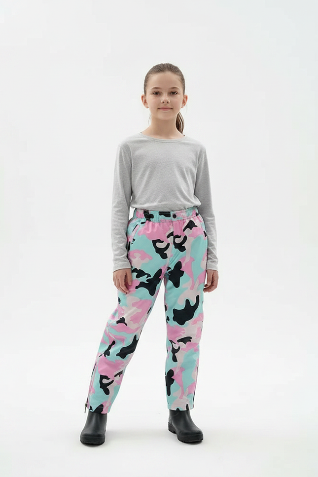 Pantalon De Pluie Camouflage Enfant Imperméable Rose Bleu - Multicolore Polyester