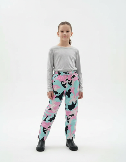 Pantalon De Pluie Camouflage Enfant Imperméable Rose Bleu - Multicolore Polyester