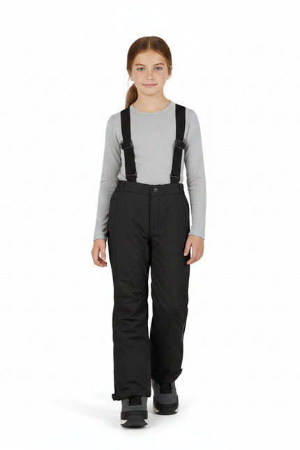 Pantalon De Pluie Noir Imperméable Bretelles Enfant Ski - Polyester