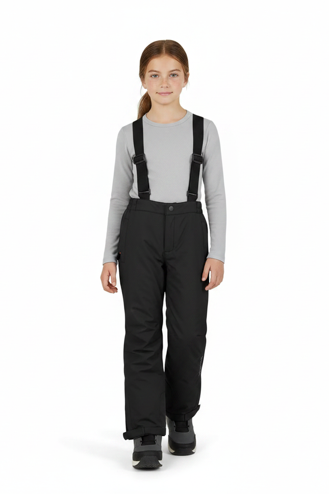 Pantalon De Pluie Noir Imperméable Bretelles Enfant Ski - Polyester