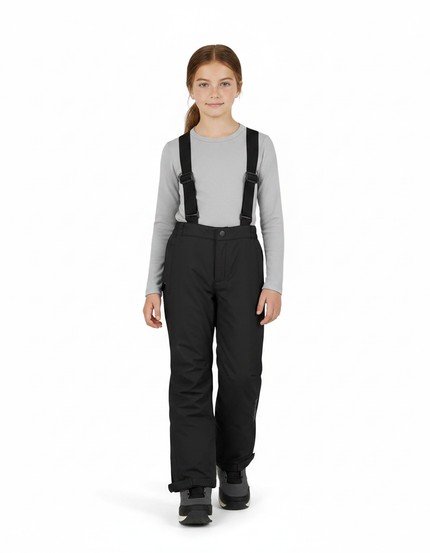 Pantalon De Pluie Noir Imperméable Bretelles Enfant Ski - Polyester