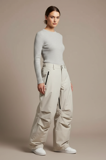 Pantalon De Pluie Beige Ample Décontracté Femme - Polyester