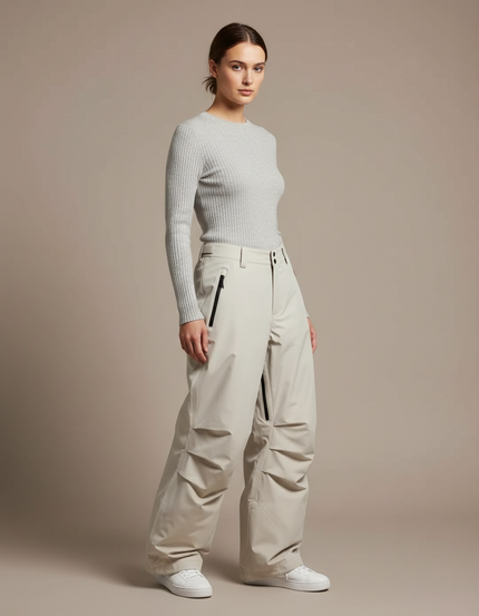 Pantalon De Pluie Beige Ample Décontracté Femme - Polyester