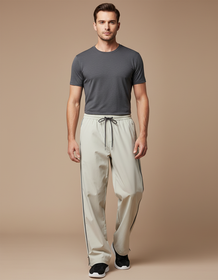 Pantalon De Pluie Beige Ample Imperméable Décontracté Homme - Polyester