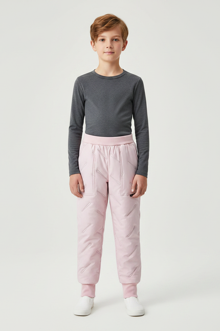 Pantalon De Pluie Rose Matelassé Imperméable Élastique Enfant - Polyester