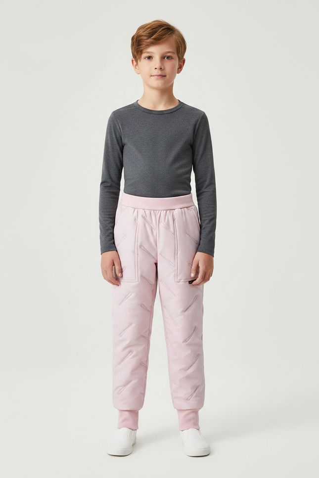 Pantalon De Pluie Rose Matelassé Imperméable Élastique Enfant - Polyester