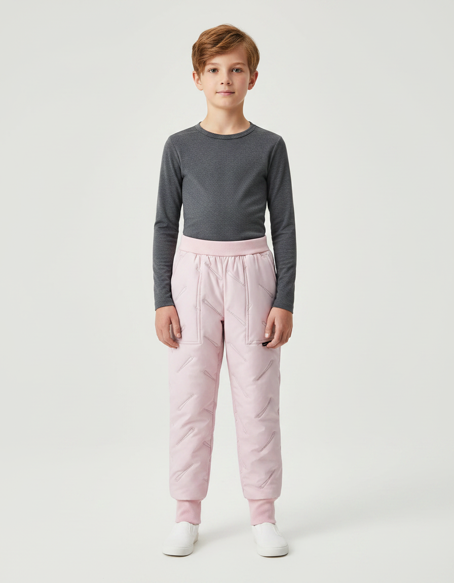 Pantalon De Pluie Rose Matelassé Imperméable Élastique Enfant - Polyester