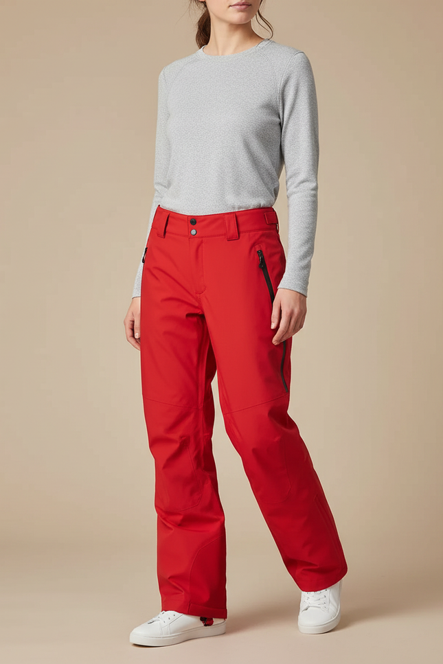 Pantalon De Pluie Rouge Ample Imperméable Ski Femme - Polyester