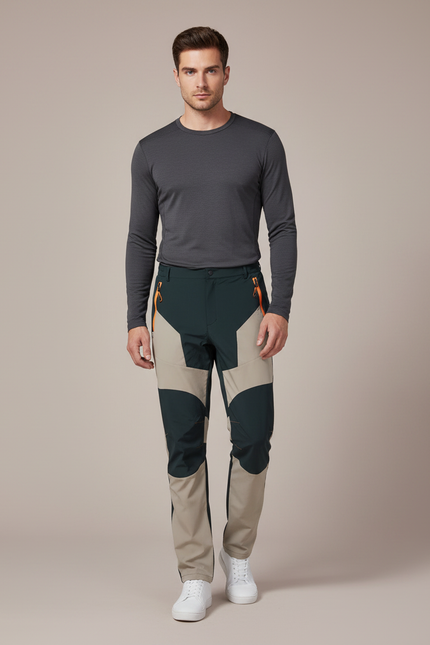 Pantalon De Pluie Bicolore Extensible Léger Randonnée Homme - Multicolore Polyester