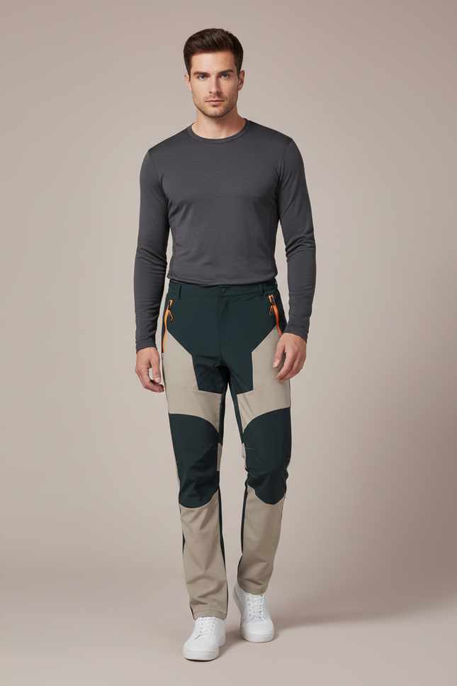 Pantalon De Pluie Bicolore Extensible Léger Randonnée Homme - Multicolore Polyester