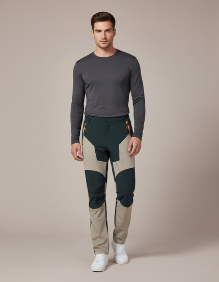 Pantalon De Pluie Bicolore Extensible Léger Randonnée Homme - Multicolore Polyester