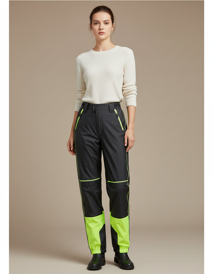 Pantalon De Pluie Noir Néon Imperméable Unisexe Sport - Polyester