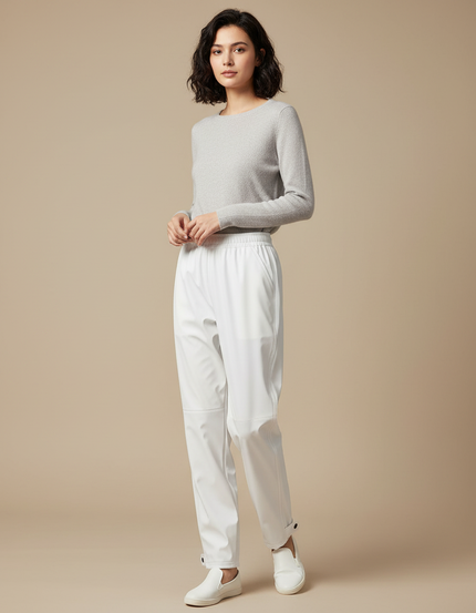 Pantalon De Pluie Blanc Imperméable Coupe Droite Élégant - Polyester