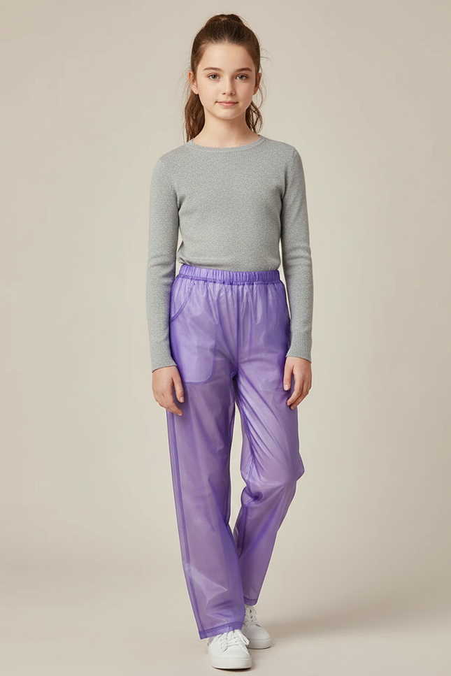 Pantalon De Pluie Transparent Violet Ample Unisexe Léger - Polyester