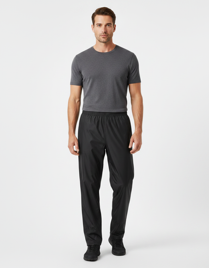 Pantalon De Pluie Noir Imperméable Sportif Léger Uni - Polyester