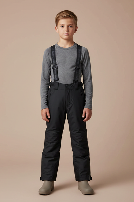 Pantalon De Pluie Noir Bretelles Imperméable Enfant Hiver - Polyester