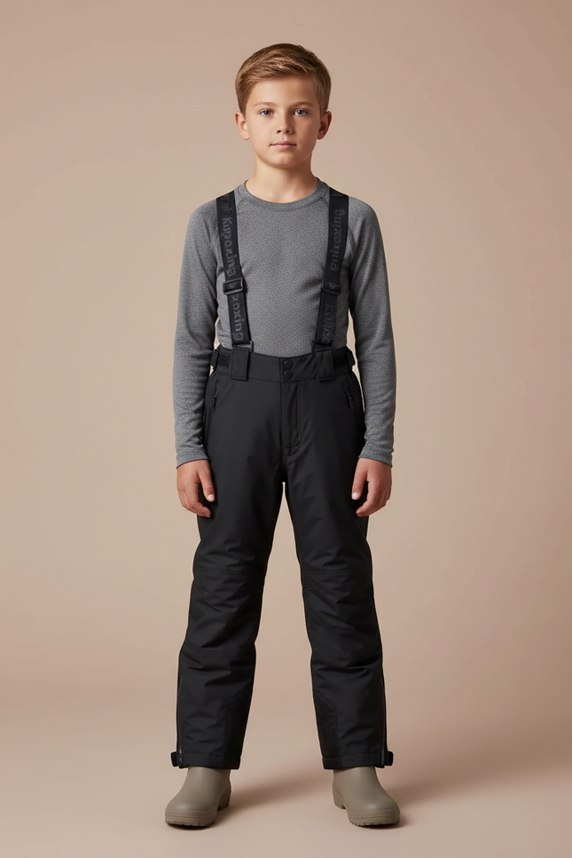 Pantalon De Pluie Noir Bretelles Imperméable Enfant Hiver - Polyester
