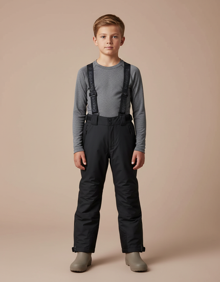 Pantalon De Pluie Noir Bretelles Imperméable Enfant Hiver - Polyester
