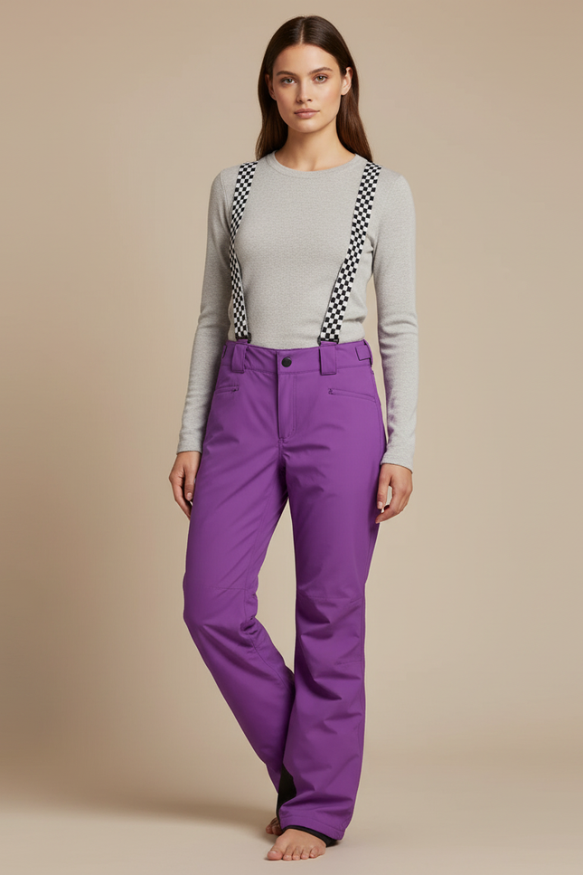 Pantalon De Pluie Violet Ample Bretelles Imperméable Ski - Polyester