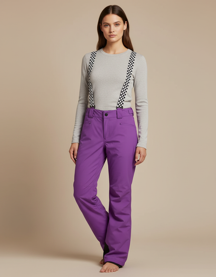 Pantalon De Pluie Violet Ample Bretelles Imperméable Ski - Polyester