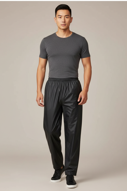 Pantalon De Pluie Noir Imperméable Sport Léger Homme - Polyester