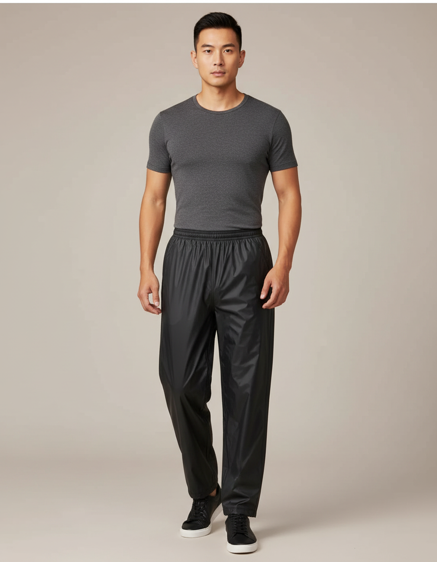 Pantalon De Pluie Noir Imperméable Sport Léger Homme - Polyester