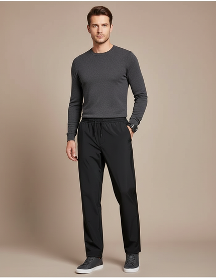 Pantalon De Pluie Noir Décontracté Cordon Élastique Homme - Polyester