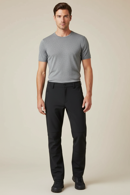 Pantalon De Pluie Noir Coupe Droite Imperméable Randonnée Homme - Polyester