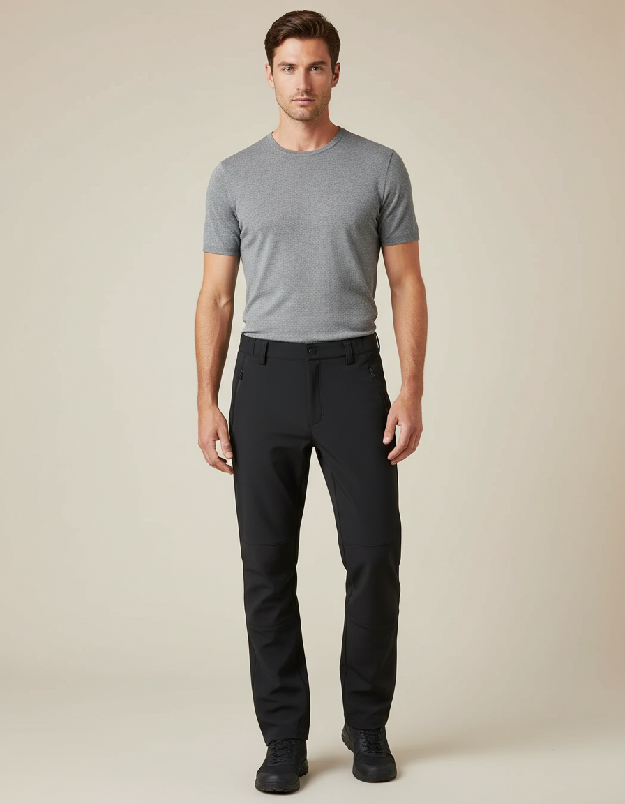 Pantalon De Pluie Noir Coupe Droite Imperméable Randonnée Homme - Polyester