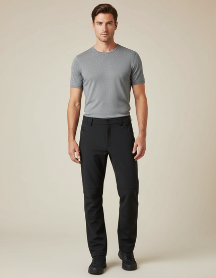 Pantalon De Pluie Noir Coupe Droite Imperméable Randonnée Homme - Polyester