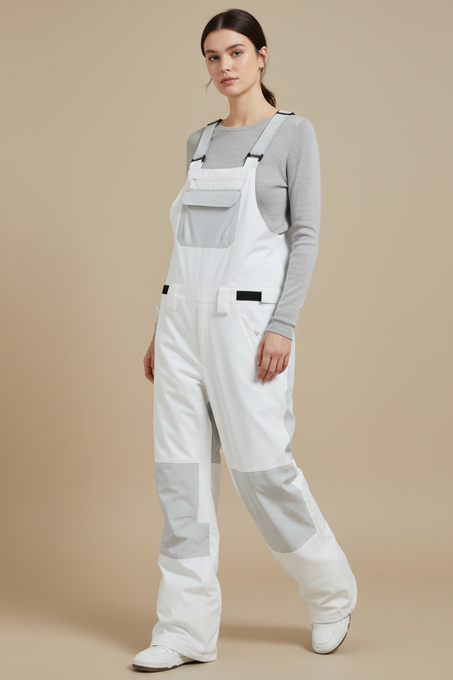 Pantalon De Pluie Blanc Bretelles Imperméable Femme Ski - Polyester