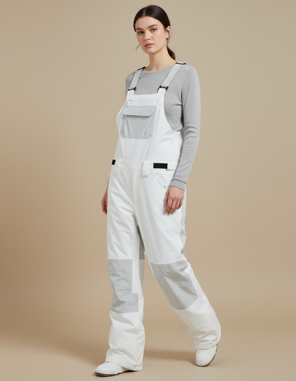 Pantalon De Pluie Blanc Bretelles Imperméable Femme Ski - Polyester