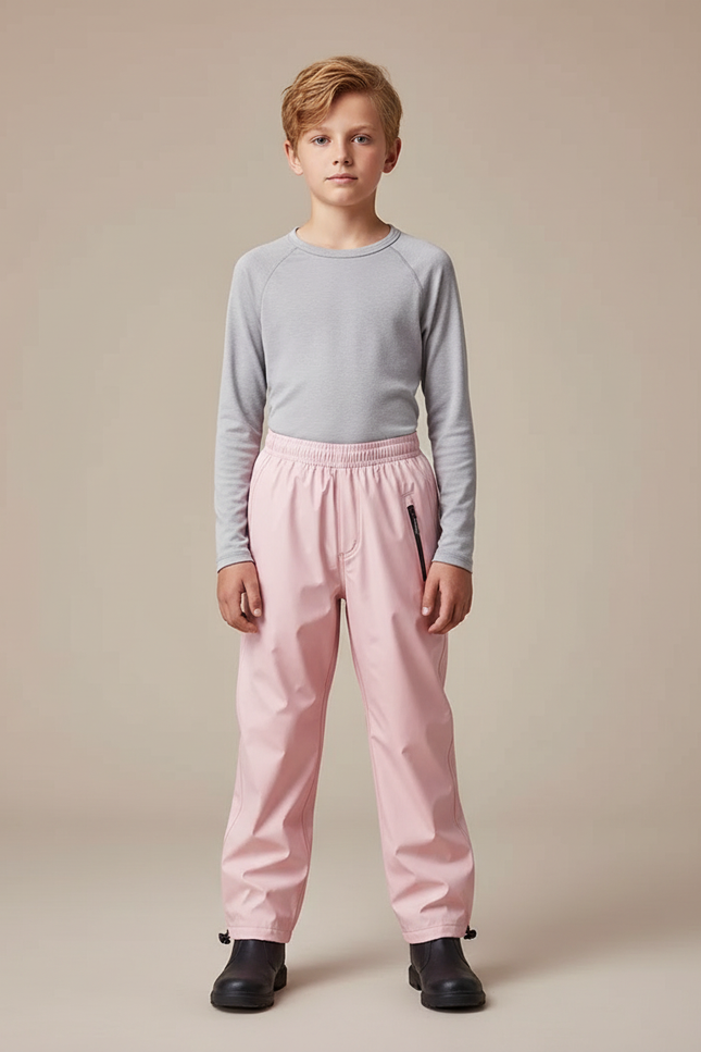 Pantalon De Pluie Rose Enfant Imperméable Élastique Léger - Polyester