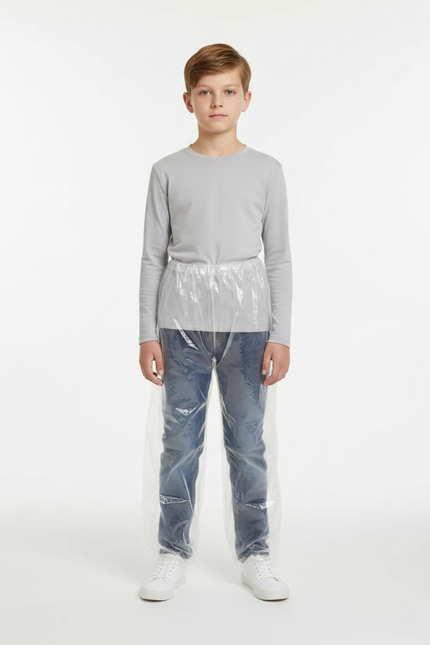 Pantalon De Pluie Transparent Jetable Imperméable Enfant - Bleu Polyester