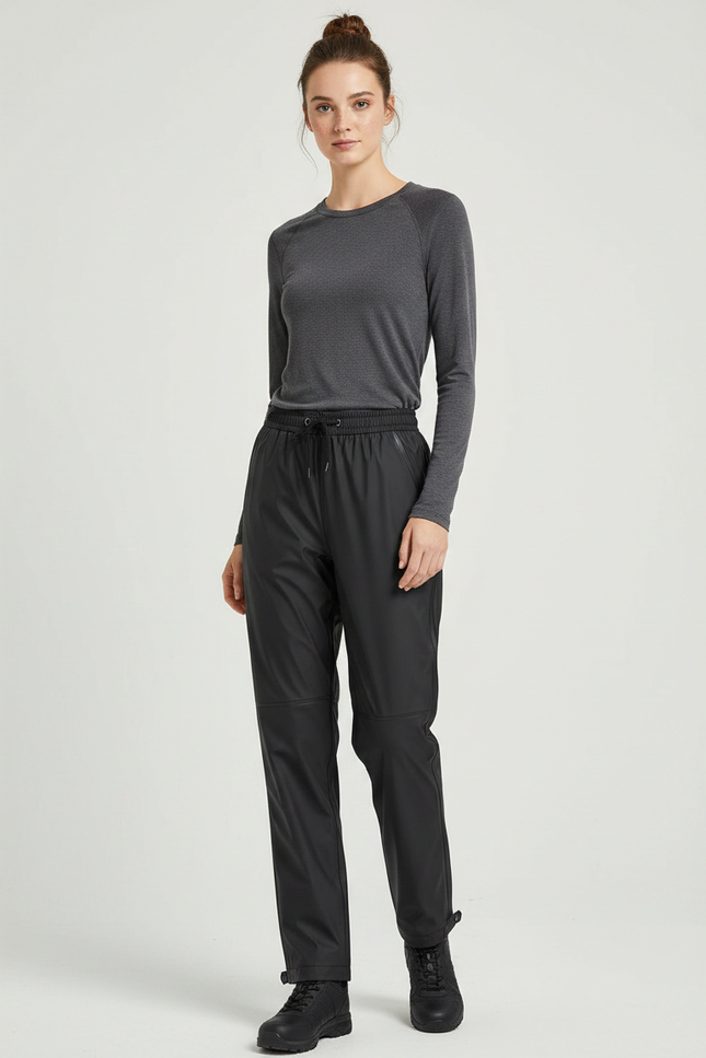 Pantalon De Pluie Noir Imperméable Sport Léger Unisexe - Polyester