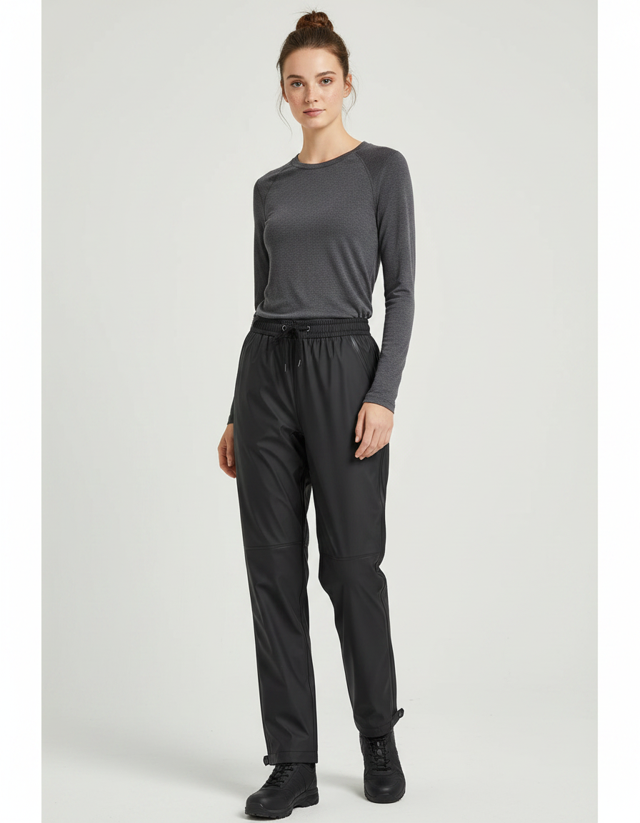 Pantalon De Pluie Noir Imperméable Sport Léger Unisexe - Polyester