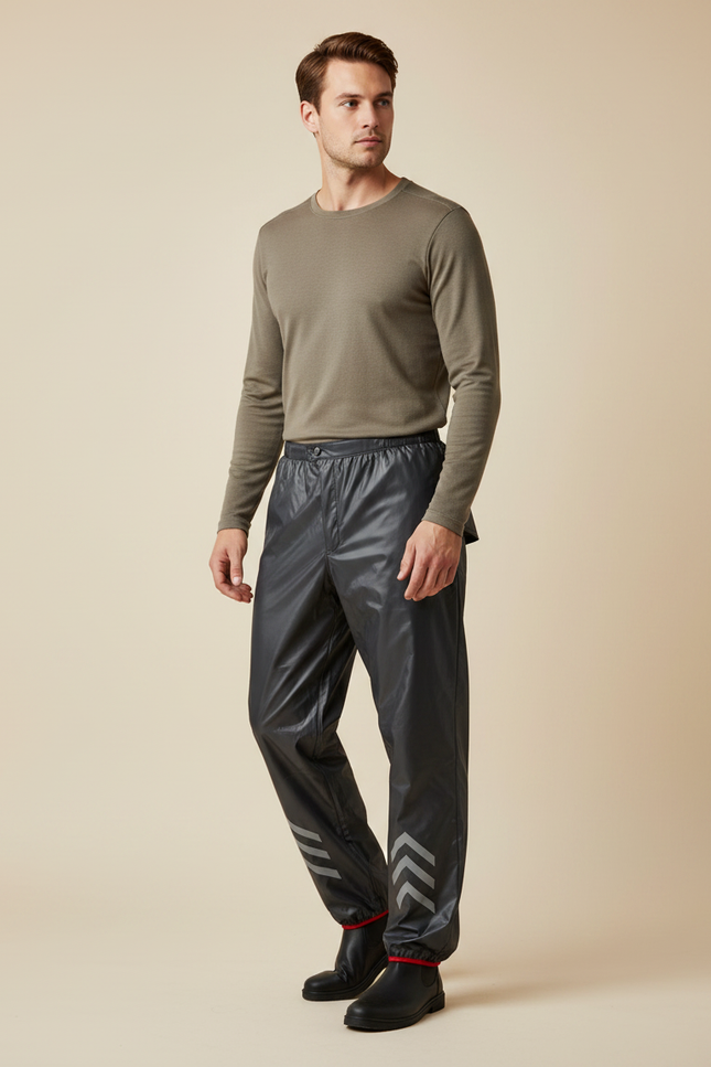 Pantalon De Pluie Noir Imperméable Réfléchissant Homme Chevrons - Polyester